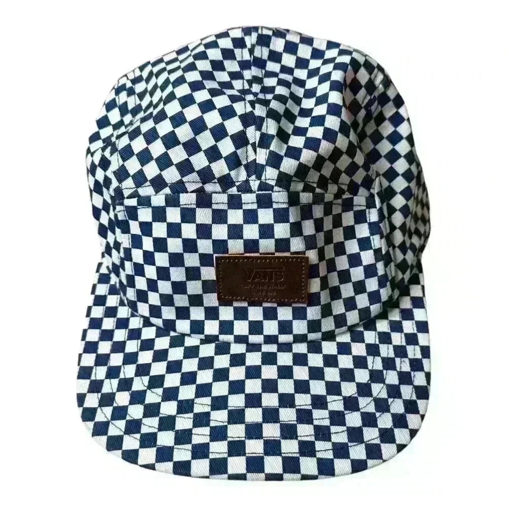 Vans Blue White Checkerboard Hat Cap Adjustable Short Brim